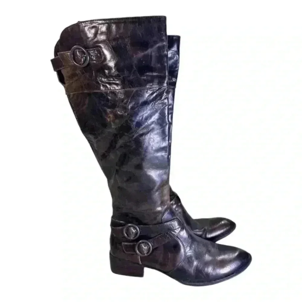 Born Crown Crackeled leather tall western boots. Size 6.5